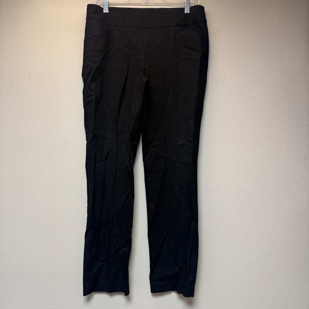 Talbots Dress Pants Women 12P Black Excellent Petite Pull-On Stretch Trousers